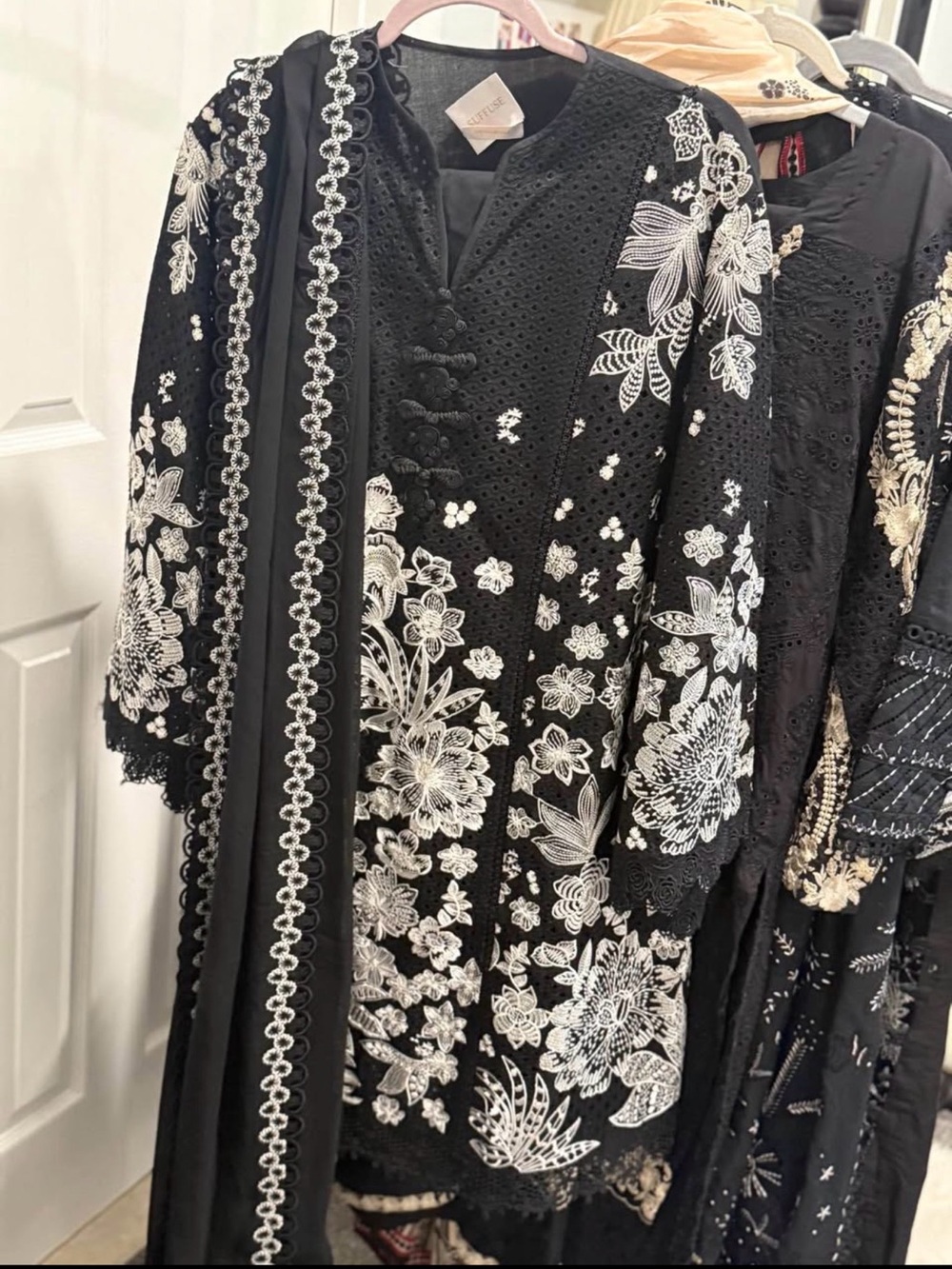 Black Embroidered Floral Trench Coat - Elegant Women's Outerwear